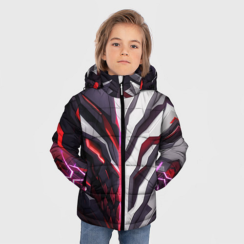 Зимняя куртка для мальчика Броня адская и райская красная / 3D-Черный – фото 3