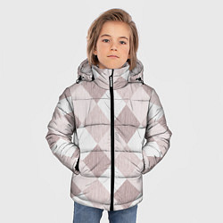 Куртка зимняя для мальчика Геометрический светло коричневый узор квадраты, цвет: 3D-красный — фото 2