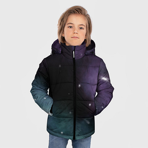 Зимняя куртка для мальчика Космос и звезды на темном фоне / 3D-Черный – фото 3
