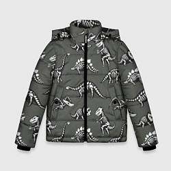 Куртка зимняя для мальчика Динозавры - скелеты, цвет: 3D-светло-серый