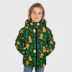 Куртка зимняя для мальчика New year pattern with green background, цвет: 3D-светло-серый — фото 2