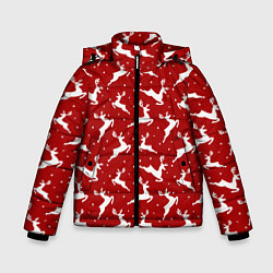 Зимняя куртка для мальчика Красный паттерн с новогодними оленями