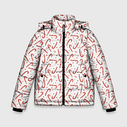 Куртка зимняя для мальчика Caramel cane new years pattern, цвет: 3D-светло-серый