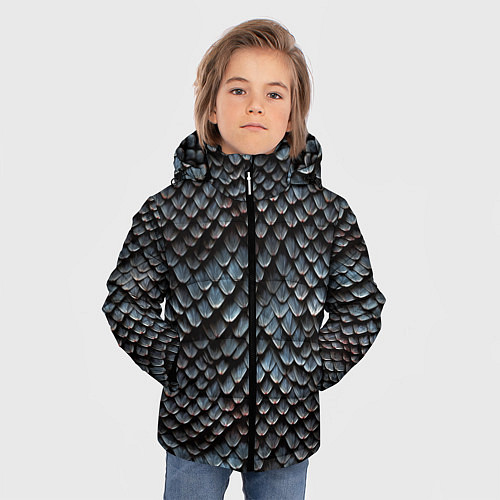 Зимняя куртка для мальчика Паттерн чешуя дракона / 3D-Черный – фото 3
