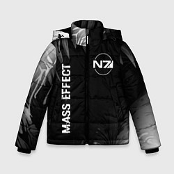 Зимняя куртка для мальчика Mass Effect glitch на темном фоне вертикально