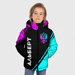 Куртка зимняя для мальчика Альберт и неоновый герб России вертикально, цвет: 3D-черный — фото 2