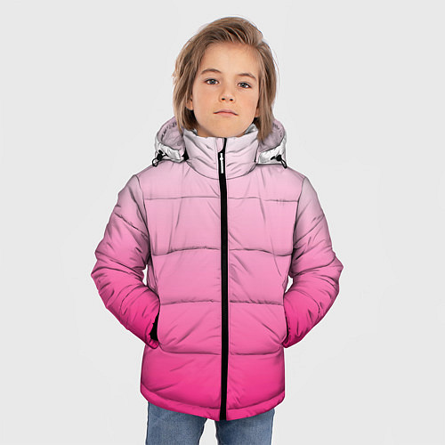 Зимняя куртка для мальчика Бело-розовый градиент / 3D-Черный – фото 3