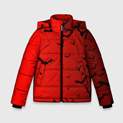 Зимняя куртка для мальчика Летучие мыши на красном фоне
