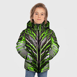 Куртка зимняя для мальчика Киберпанк доспех зелёный, цвет: 3D-светло-серый — фото 2