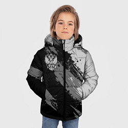 Куртка зимняя для мальчика Герб РФ - серый монохромный, цвет: 3D-красный — фото 2