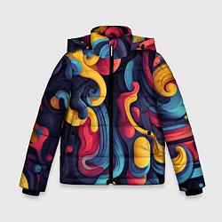 Куртка зимняя для мальчика Цветной хаос, цвет: 3D-светло-серый