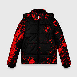Куртка зимняя для мальчика BMW красные краски на чёрном, цвет: 3D-красный