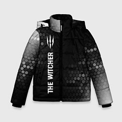 Куртка зимняя для мальчика The Witcher glitch на темном фоне по-вертикали, цвет: 3D-черный