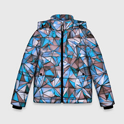 Куртка зимняя для мальчика Маленькие синие треугольники, цвет: 3D-черный