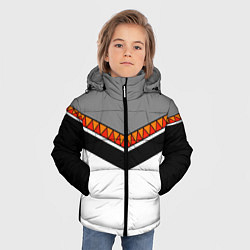 Куртка зимняя для мальчика Углы и треугольники: оранжевый и красный, цвет: 3D-красный — фото 2
