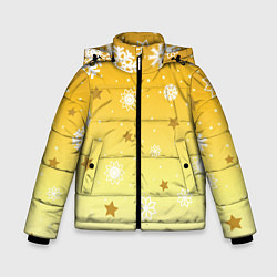 Зимняя куртка для мальчика Снежинки и звезды на желтом