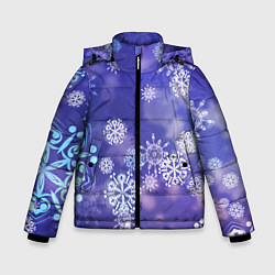 Куртка зимняя для мальчика Крупные снежинки на фиолетовом, цвет: 3D-черный