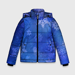 Куртка зимняя для мальчика Декоративные снежинки на фиолетовом, цвет: 3D-светло-серый