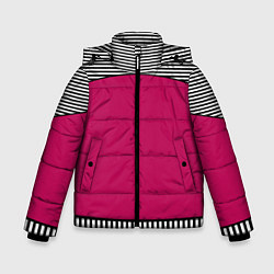 Куртка зимняя для мальчика Узор из красного и черно-белых полос, цвет: 3D-красный