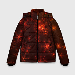 Зимняя куртка для мальчика Абстрактные светящиеся красно оранжевые снежинки