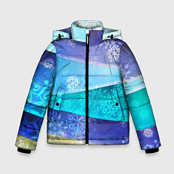 Куртка зимняя для мальчика Абстрактный синий волнистый фон со снежинками, цвет: 3D-светло-серый