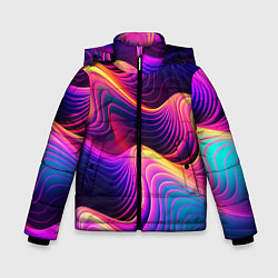 Куртка зимняя для мальчика Неоновый узор неоновая волна, цвет: 3D-светло-серый