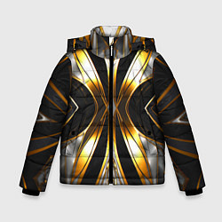 Куртка зимняя для мальчика Неоновый узор стальная бабочка, цвет: 3D-светло-серый