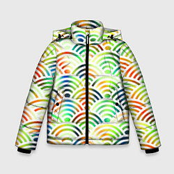 Куртка зимняя для мальчика Белая рыба - чешуя-волна, цвет: 3D-светло-серый