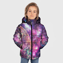 Куртка зимняя для мальчика Пурпурные космические туманности со звездами, цвет: 3D-красный — фото 2
