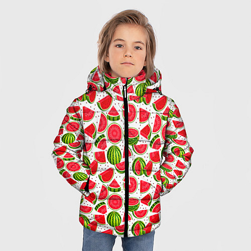 Зимняя куртка для мальчика Нарезанный арбуз / 3D-Черный – фото 3