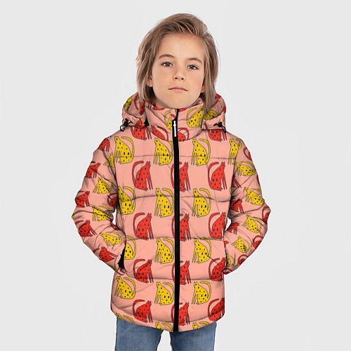 Зимняя куртка для мальчика Забавные леопарды / 3D-Черный – фото 3