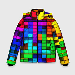 Куртка зимняя для мальчика Радужный кубизм, цвет: 3D-светло-серый