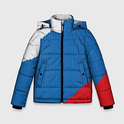 Зимняя куртка для мальчика Белый синий красный вязаный фон