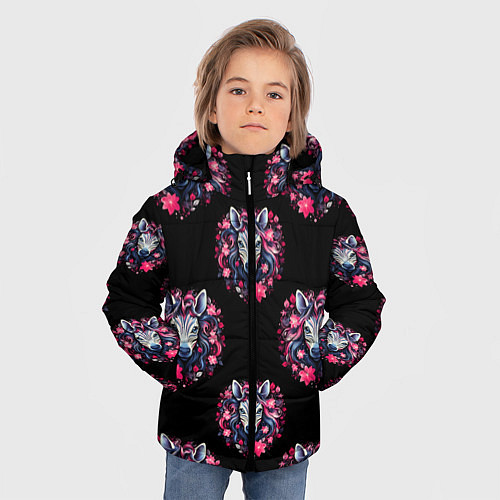 Зимняя куртка для мальчика Портрет зебры / 3D-Черный – фото 3