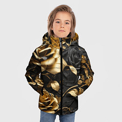 Куртка зимняя для мальчика Металлические розы золотые и черные, цвет: 3D-красный — фото 2