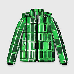Куртка зимняя для мальчика Зелёные прямоугольники, цвет: 3D-черный