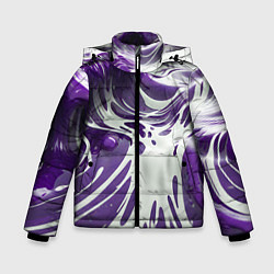 Куртка зимняя для мальчика Бело-фиолетовая краска, цвет: 3D-светло-серый