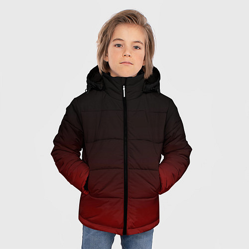 Зимняя куртка для мальчика Градиент от тёмного до тёмно красного / 3D-Черный – фото 3