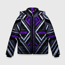 Куртка зимняя для мальчика Фиолетовые вставки на черном фоне, цвет: 3D-светло-серый