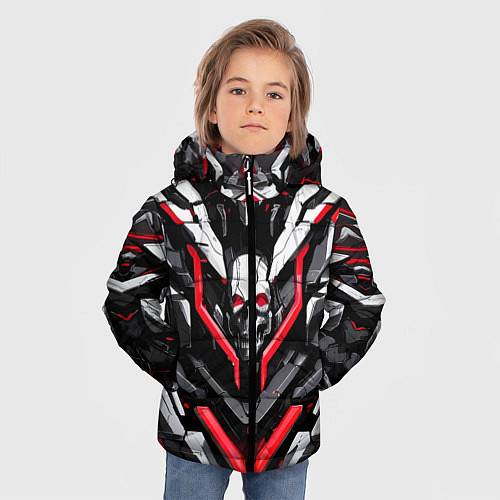 Зимняя куртка для мальчика Красный скелетный киберпанк доспех / 3D-Красный – фото 3