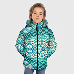 Куртка зимняя для мальчика Орнамент узбекского народа - икат, цвет: 3D-красный — фото 2