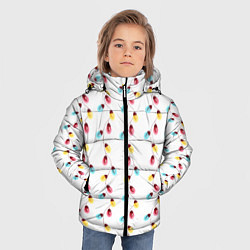 Куртка зимняя для мальчика Новогодняя разноцветная гирлянда, цвет: 3D-черный — фото 2
