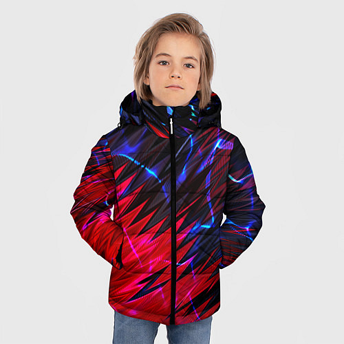 Зимняя куртка для мальчика Вибро волны / 3D-Черный – фото 3