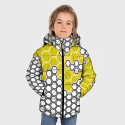 Куртка зимняя для мальчика Жёлтая энерго-броня из шестиугольников, цвет: 3D-красный — фото 2