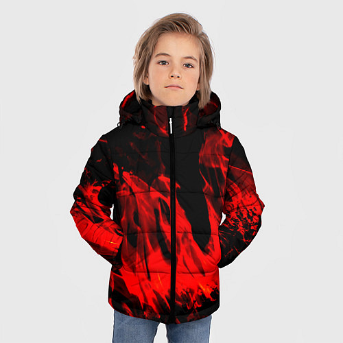 Зимняя куртка для мальчика Красное пламя / 3D-Черный – фото 3