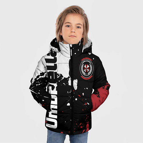 Зимняя куртка для мальчика Umbrella Security на спортивном красно бело чёрном / 3D-Светло-серый – фото 3
