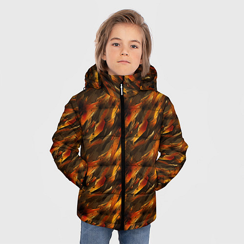 Зимняя куртка для мальчика Brown print from the neural network / 3D-Черный – фото 3