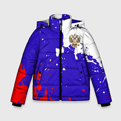 Куртка зимняя для мальчика Российский герб на триколоре, цвет: 3D-красный