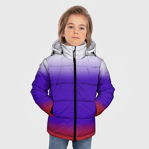 Зимняя куртка для мальчика Градиент российского флаг / 3D-Черный – фото 3
