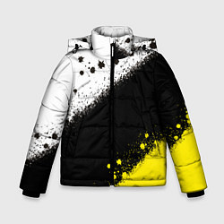 Куртка зимняя для мальчика Брызги желто-черных красок, цвет: 3D-черный